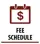 calendar icon with dollar sign in it, words fee schedule