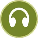 Listen Icon silhouette of headphones on a round background Opens in new window