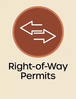 Right-of-Way Permits button, two arrows, opens new window