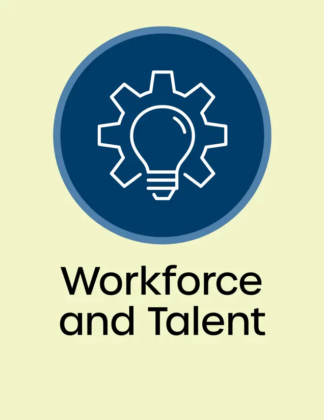 Workforce and Talent Icon Gear with a lightbulb over it Opens in new window