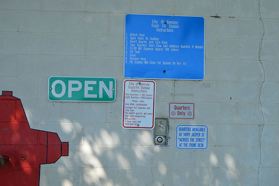 Water Fill Station on Jasper Street operating instruction signs