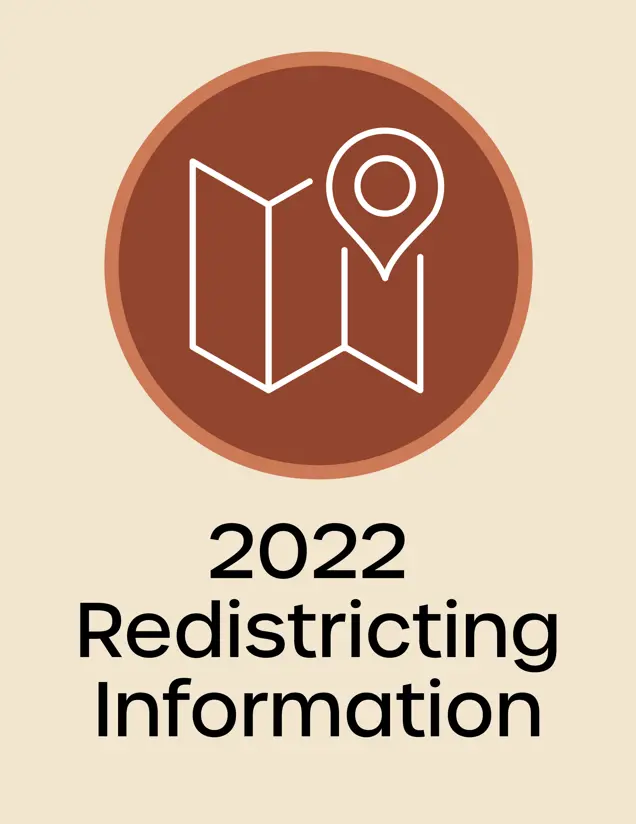 2022 Redistricting Icon, folded map with a pinpoint opens in new window