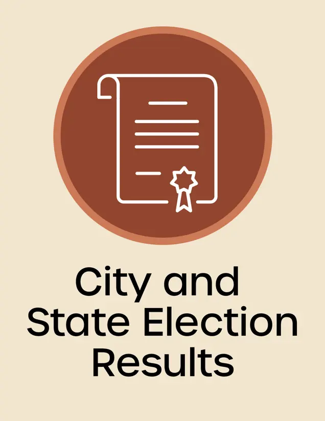 City and State Election Results Icon, certified letter, opens in new window