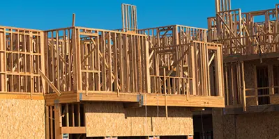 Lumber construction of a building, two-story construction