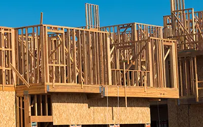 Lumber construction of a building, two-story construction