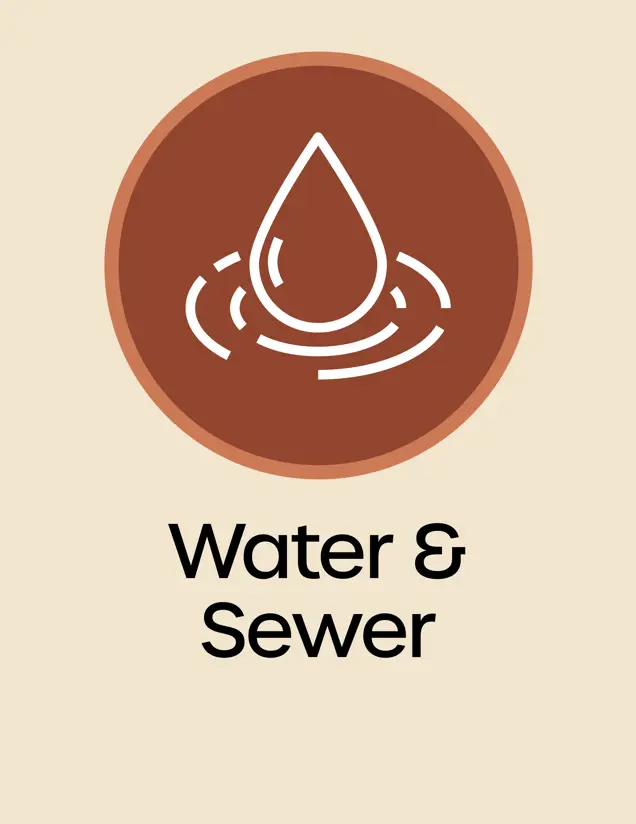Icon water drop, water and sewer, opens new window