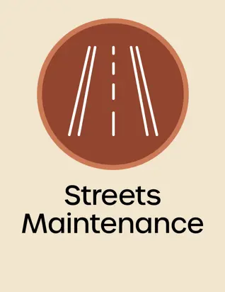 Streets Maintenance Icon, Road with center line drawing, opens in new window