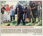 Newspaper article of the 1996 grounding breaking of a new police department.