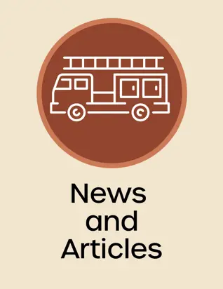 Fire News Button outline of a fire truck Opens in new window