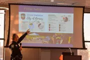 Police Chief Brad Bluml presenting crime statistics