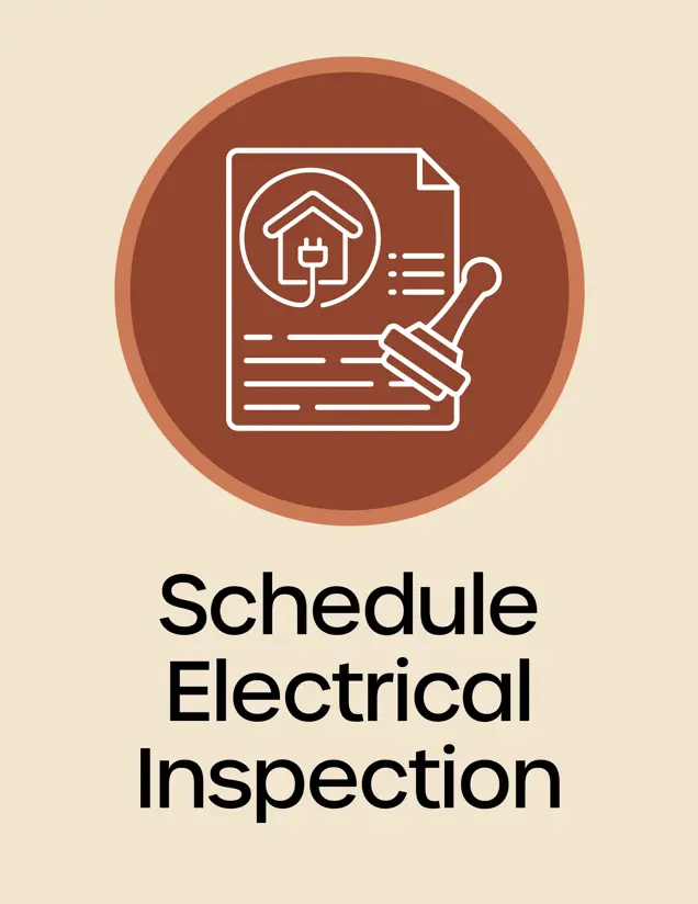 Schedule Electrical Inspection Button, House outline with plug in, opens in new window