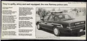 Old Newspaper article about Ramsey receiving new police cars