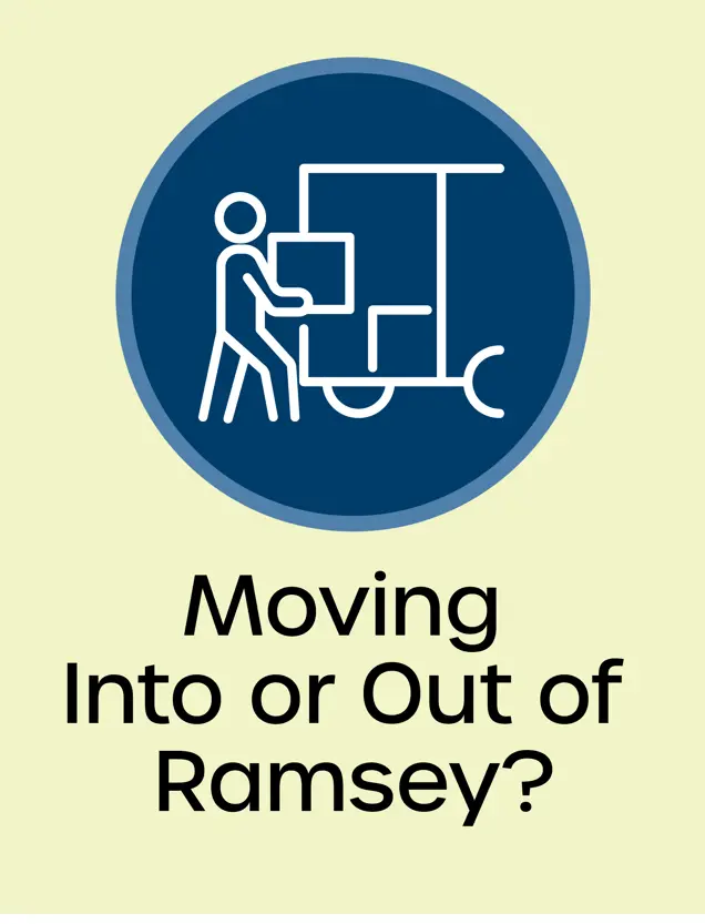 Moving in or out of Ramsey Icon stick person placing a box in the back of a truck Opens in new window