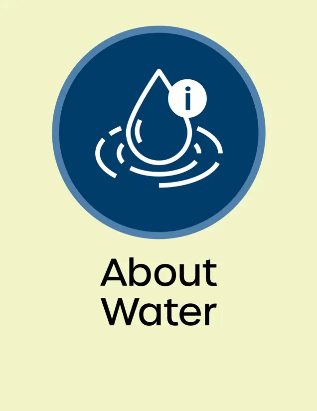 Water droplet icon, About Water button