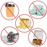 Non-recyclable organics used diapers, to-go coffee cups, aluminum foil, microwave popcorn bags