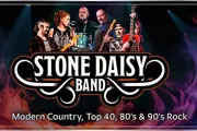 Stone Daisy logo with five band members above, 4 men one woman