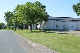 City of Ramsey old public works cinder block building with water fill station on the side
