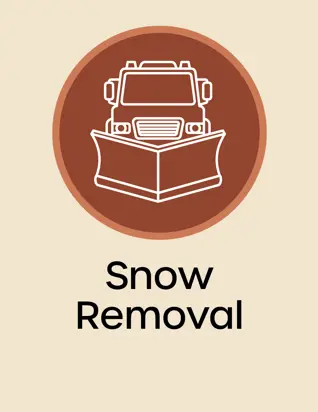 Snow Removal Button, Line drawing of a snowplow, opens new window